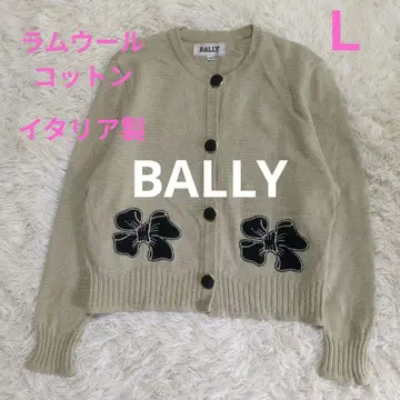 BALLY 램스울 코튼 리본 자수 가디건 고급 골드 버튼 L