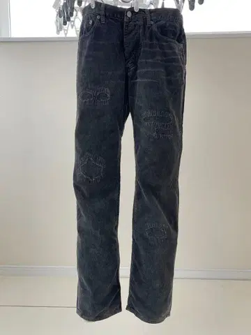 TMT 다크 그레이 데미지 코듀로이 팬츠