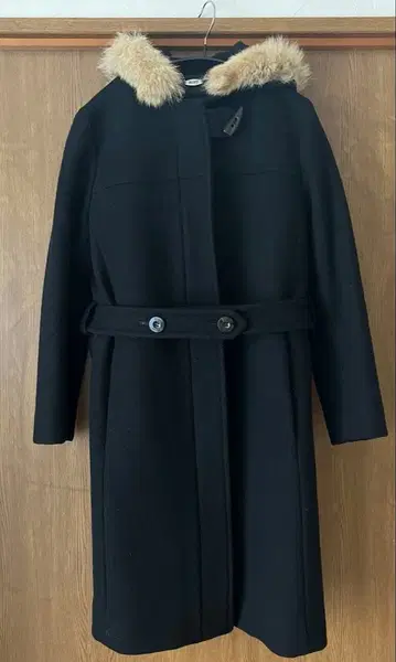 7호 사이즈 ROPE 블랙 롱 코트 퍼 포함