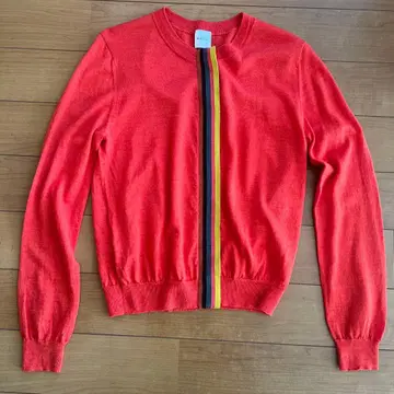 새상품급! 폴스미스 가디건 멀티 스트라이프 히든 버튼 오렌지