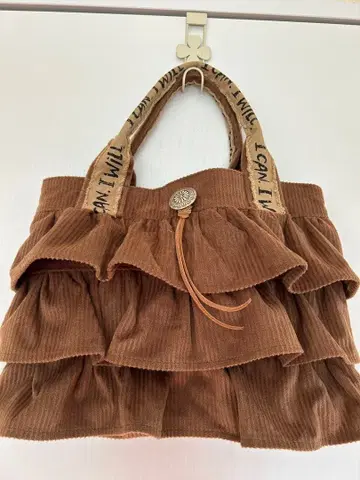 핸드메이드 프릴 디자인 브라운 핸드백 토트백