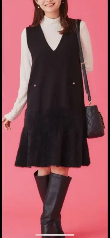 니트 오버롤 스커트