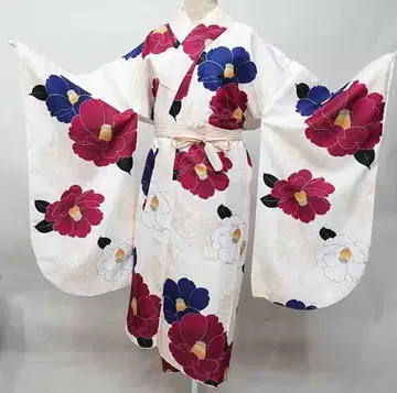 2자 소매 기모노 단품 완성품 보누르세존 숏 기장 아이보리