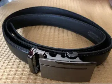 블랙 가죽 벨트 광택 버클