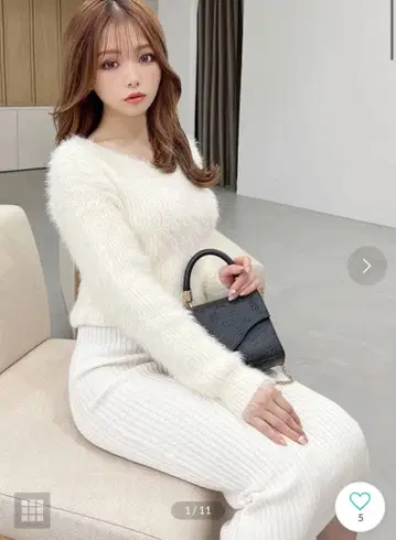 RESEXXY 새상품급 샤기 미디 니트 원피스 핑크