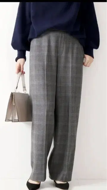 SpickandSpan 속기모 체크 스트레이트 팬츠 36