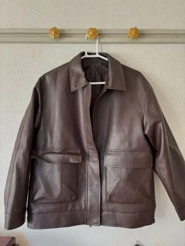 GU 인조 가죽 오버 사이즈 자켓 브라운 L