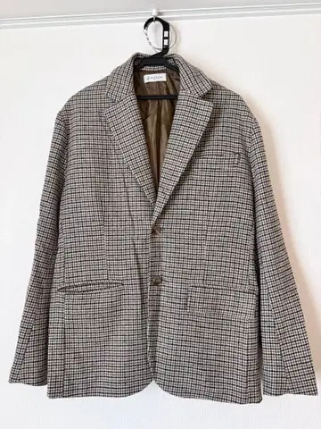 ZIP five WHITE LINE 체크 무늬 테일러드 자켓