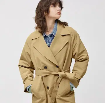 [ 택 포함 미사용 새상품 ] GU 오버 사이즈 트렌치코트 2세트