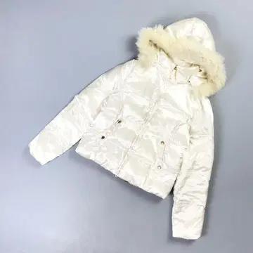 MORGAN 인조 모피 패딩 자켓 아우터 광택 화이트 38*KD899