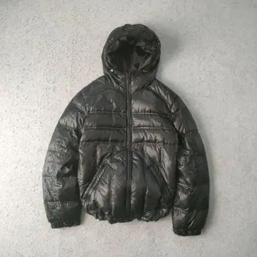 올드 유니클로 Y2K 샤이니 다운 자켓 M 광택 나일론 블랙