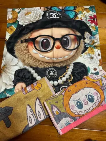 LABUBU 쿠션 커버, 타월 3종 세트