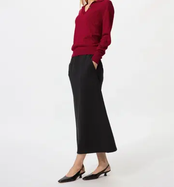 유니클로 드라이 맨투맨 내로우 롱 스커트 L 블랙