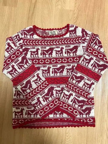 동물 패턴 손뜨개질 빨간색 니트 울 100% 페루 산