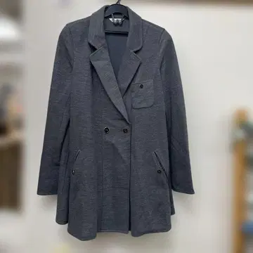 그레이 더블 브레스트 코트