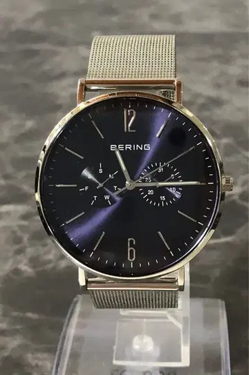 작동품 BERING 손목시계 다크 블루 메쉬 밴딩 675