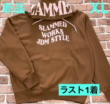 LIBERTY WALK 상의 후드티 브라운 프린트 로고 속기모