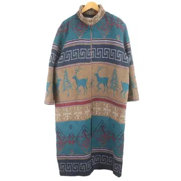 VINTAGE KRISTA KOEPPE 올 패턴 롱 지퍼 코트 L