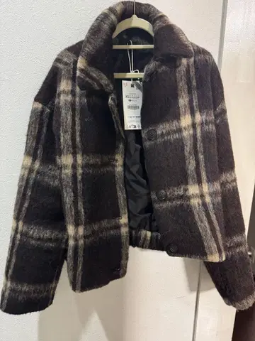 ZARA 새상품 이번 시즌 브라운 계열 체크 무늬 자켓