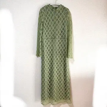 어반 리서치 롱 원피스 전체 레이스 결혼식 드레스 카키