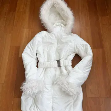 clear 화이트 후드 부착 롱 코트 프리