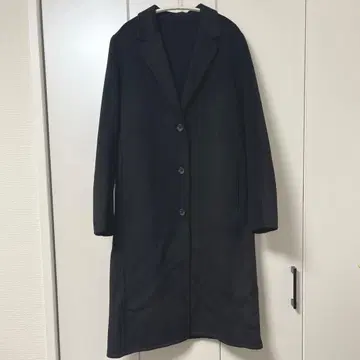 [중고품] 유니클로 더블 페이스 체스터 롱 코트 블랙 M 사이즈