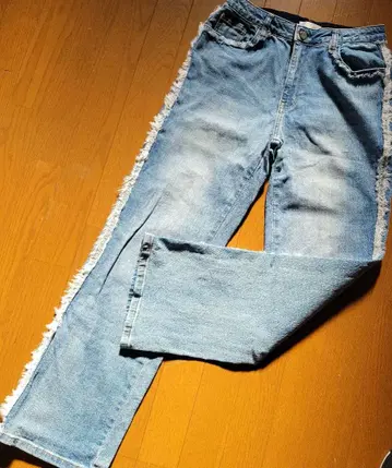 인디마크 사이드 프린지 라이트 블루 스트레이트 데님