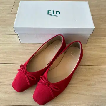 핀 발레 슈즈 리본 빨간색 23.5 스퀘어토