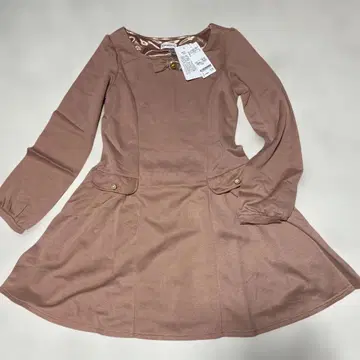 LODISPOTTO 핑크 A라인 원피스 리본 쉘 버튼