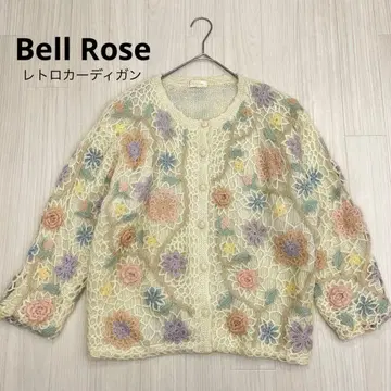 Bell Rose 레트로 크로 셰 뜨개질 꽃무늬 니트 가디건