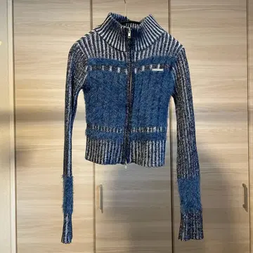 SLY SHAGGY MIX ZIP UP KNIT 상의 블루