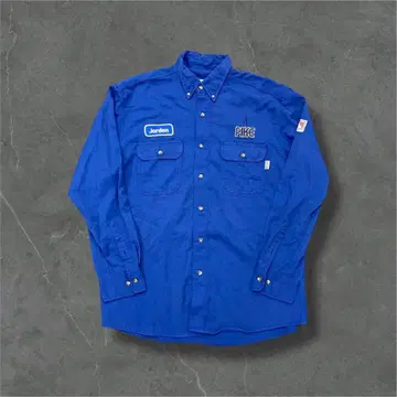 L 워크 셔츠 자수 패치 기업계 블루