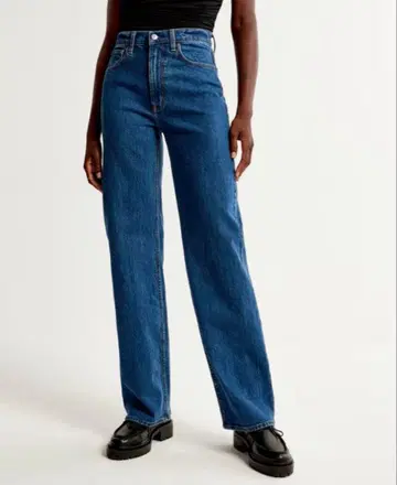 아바클로 다크 블루 하이웨스트 스트레이트 데님