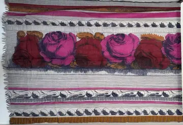 미사용품 이누이트 투슈 얇은 소재 울 스톨 대형 장미 오렌지색 잎 귀여운