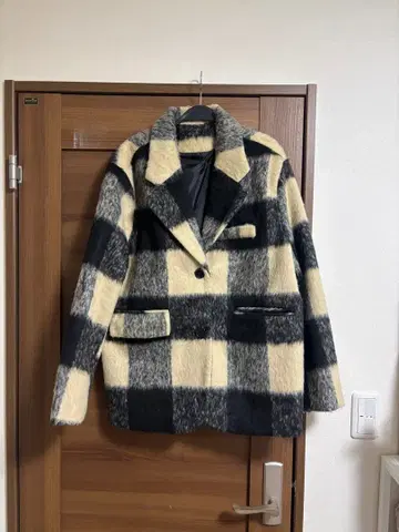 체크 무늬 울 테일러드 자켓 [ L ]