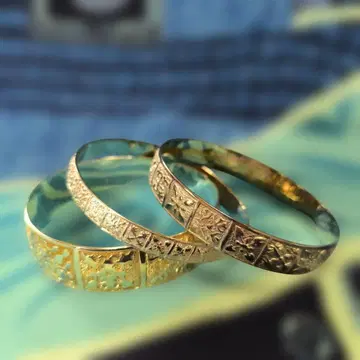 하와이안 퀼트 패턴 뱅글 실버 925 95g 3개 세트