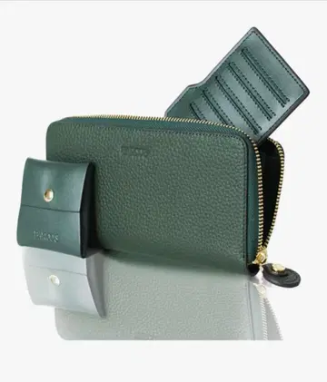 BARCOS 다크 그린 장지갑 코인 케이스 포함