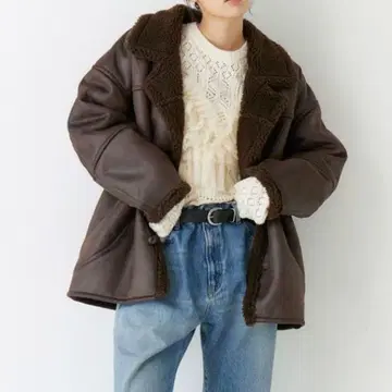 ungrid 브라운 무스탕 코트 숏 기장