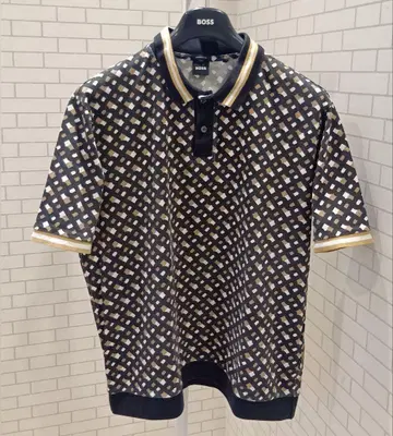 BOSS 휴고보스 오버 사이즈 자카드 모노그램 피케 셔츠 L