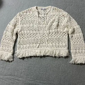 ZARA 아이보리 프린지 니트 가디건
