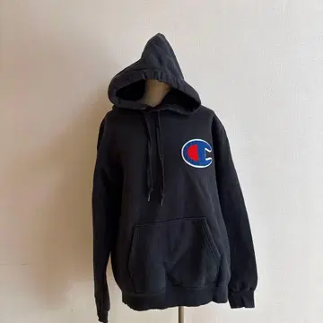 Champion 블랙 후드티 후드 부착