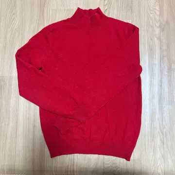 캐시미어 100% 빨간색 터틀넥 스웨터