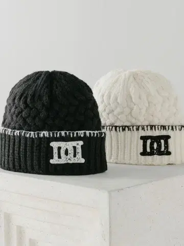 DD 로고 바스켓 니트 비니 블랙