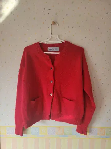 STAMP AND DIARY 빨간색 귀여운 가디건