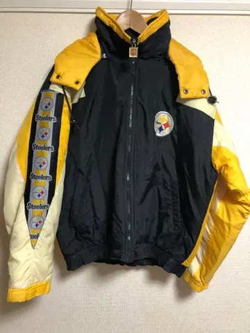 레어 90s Steelers 도톰 나일론 자켓 블랙/옐로우 컬러