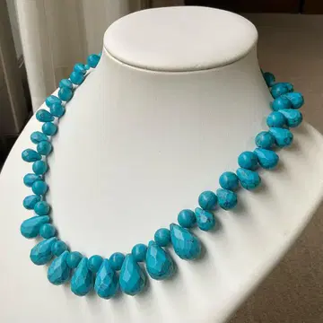 연마 터콰이즈 빅 사이즈 목걸이 자석 금장 장식 볼륨 목걸이