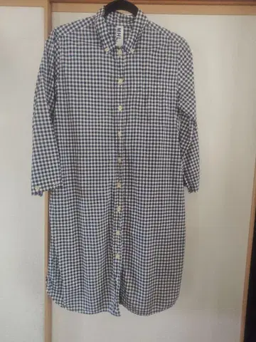 [ MHL ] 체크 무늬 셔츠 원피스 네이비