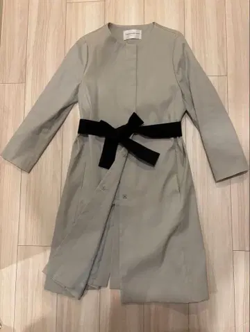 투모로우랜드 노카라 코트 벨트 리본 그레이 36