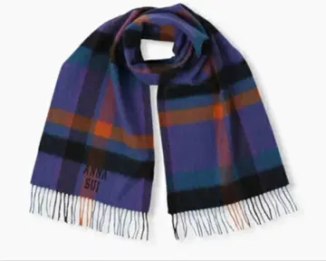 미개봉! ANNA SUI 체크 무늬 머플러 보라색 계열