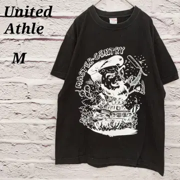 유나이티드 애슬레 [ M ] 반팔 T셔츠 프론트 프린트 코튼 블랙